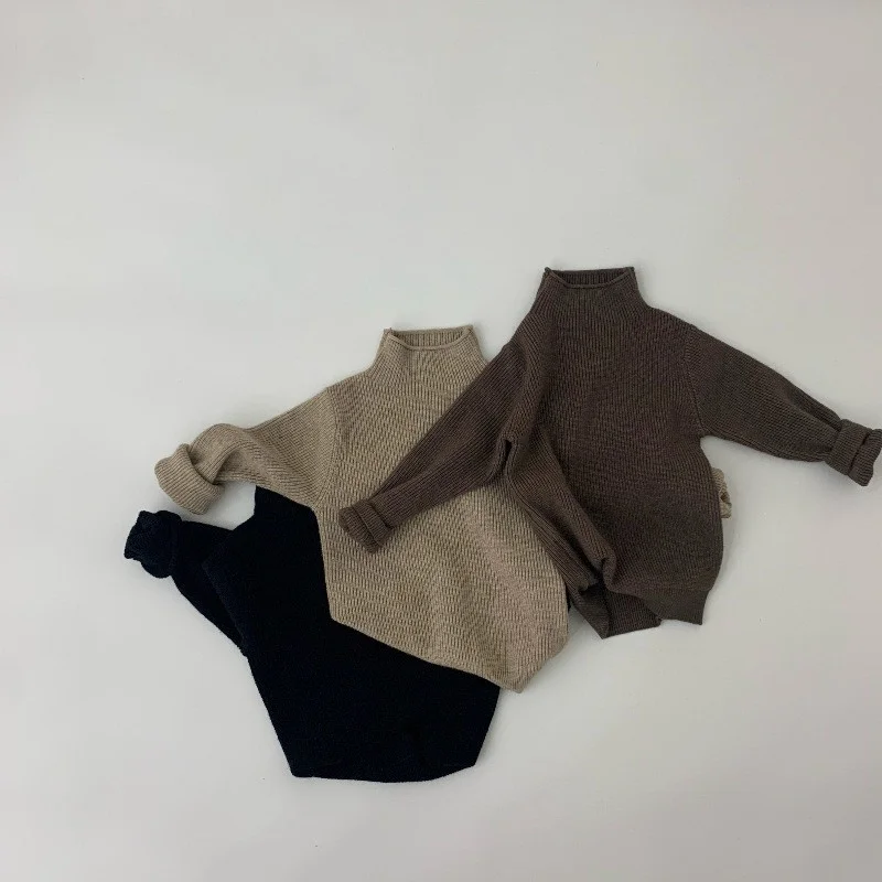 Lawadka 1-6T Autumn Winter Turtleneck Children's Knitted Sweater Fashion Solid Soft Kids Clothes Long Sleeve For Boys | Мать и