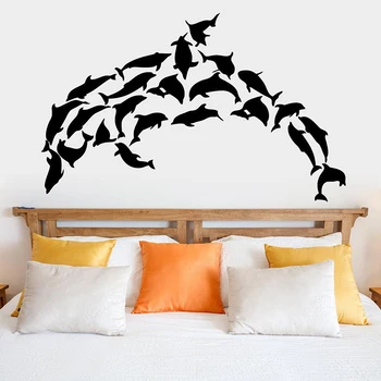 

Dolphins Animal Shoal Of Fish Wall Sticker Vinyl Home Decor Bedroom Bathroom Decal Removable Self Adhesive Murals Wallpaper 4558