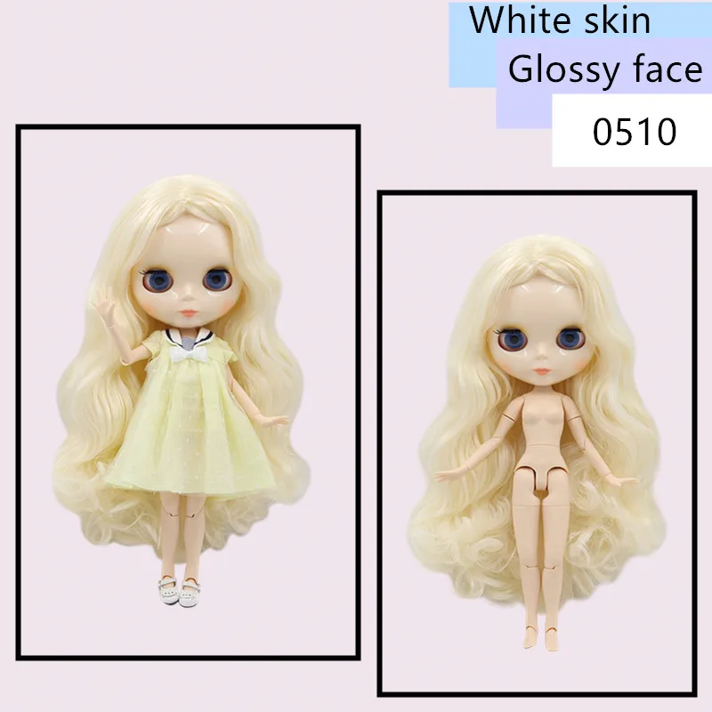 Заводская кукла Blyth, белая кожа, блестящее лицо, соединение тела с набором рук A& B 1/6, модная Кукла, подходит для самостоятельного макияжа, специальная цена NO 3