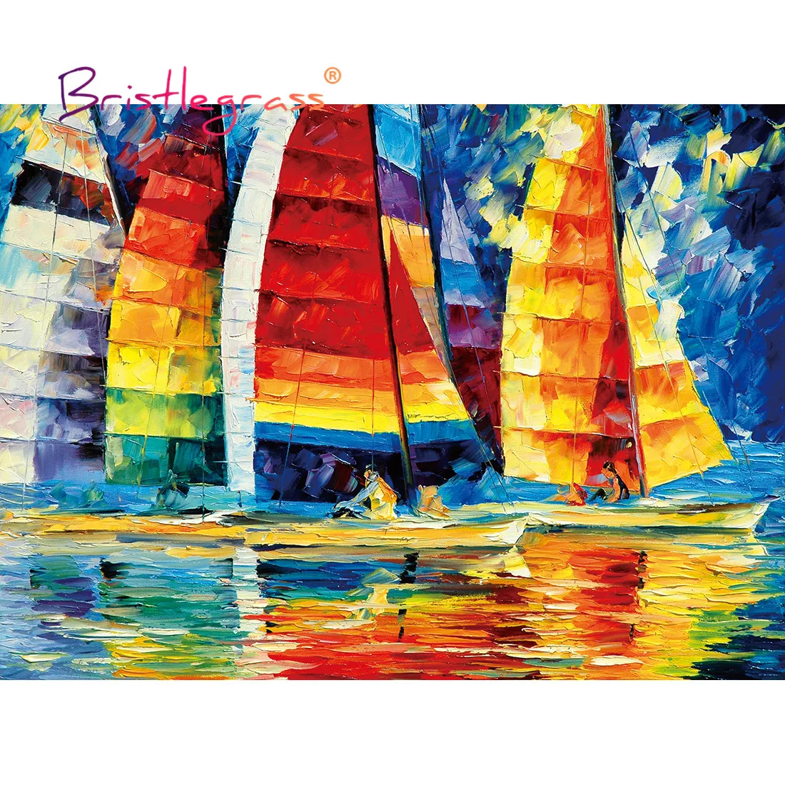 BRISTLEGRASS Wooden Jigsaw Puzzles 500 1000 Pieces Sailboat Educational Toy Collectibles Decorative Wall Painting Art Home Decor