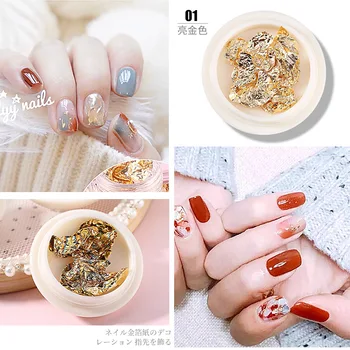 

Nail Gold Silk Japanese New Ultra-Thin Silver Platinum Debris Crystal Phototherapy DIY Decorative Foil