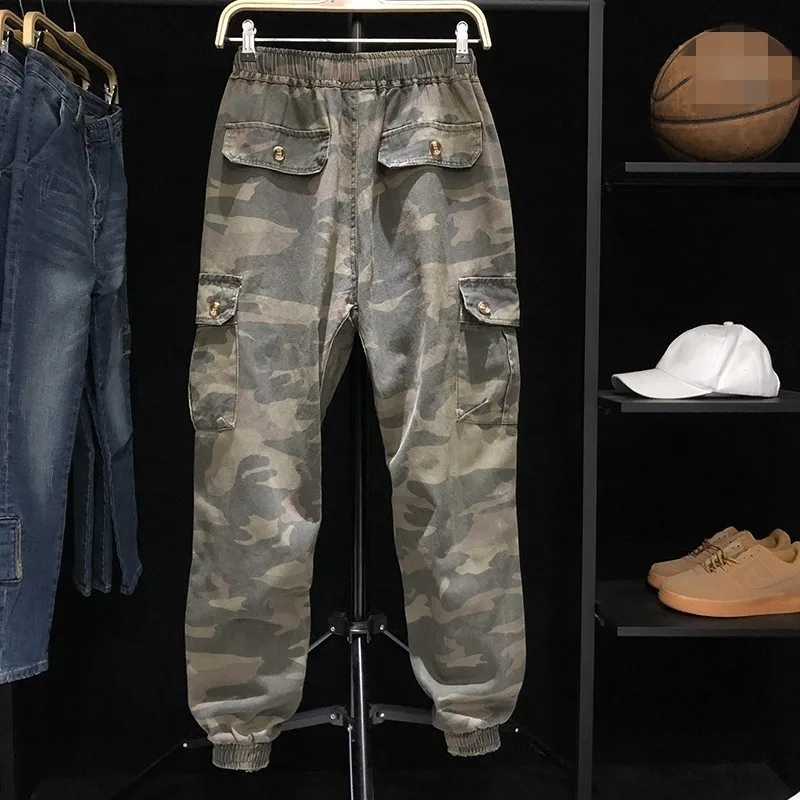 

Loose Camouflage Cargo Pants Man Casual Large Size Joggers Pockets Elastic Waist Harem Pants Mens Hip Hop Trousers Streetwear