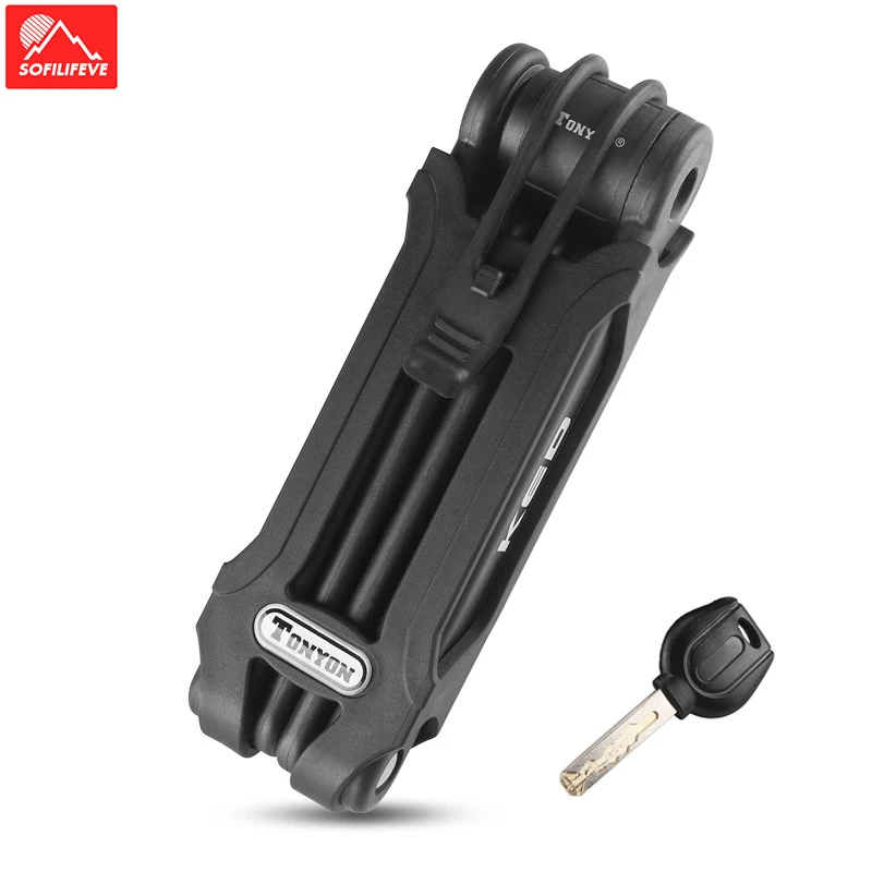 

Alloy Folding Biycle Lock MTB Road Bike Lock Key Safety Mini Bike Locker Cycling Anti Theft Bicycle Lock Portable