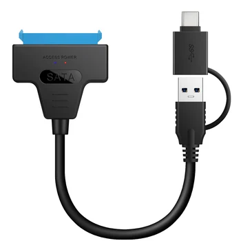 

2in 1 SATA to USB 3.0 Cable SATA to Type C External Hard Drive 22Pin Converter Adapter for 2.5 inch HDD/SSD