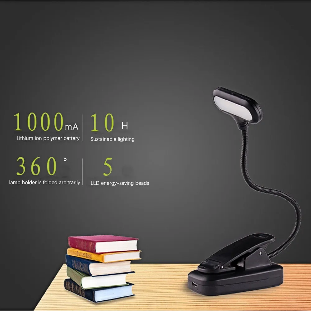 

7 LED Clip Book Light Rechargeable Reading Bedside Color Eye Care Brightness Reading Light Mini LED Light