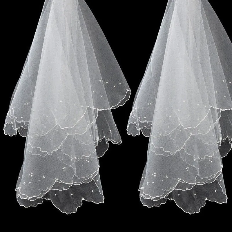 Simple-and-Elegent-Wedding-Bridal-Veil-Tulle-White-Ivory-Two-Layers-Bride-Accessories-Short-Women-Veils (1)