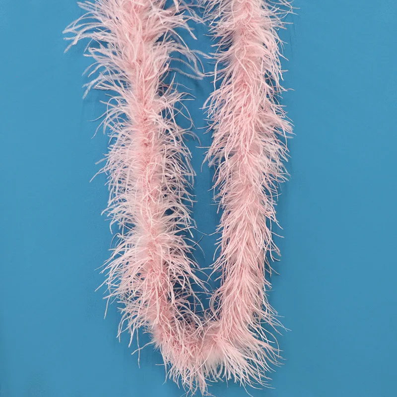 

6 Layer Quality Leather Pink Ostrich Feather Boa Celebration Supplies Feathers for Crafts Home Wedding Carnival Plume