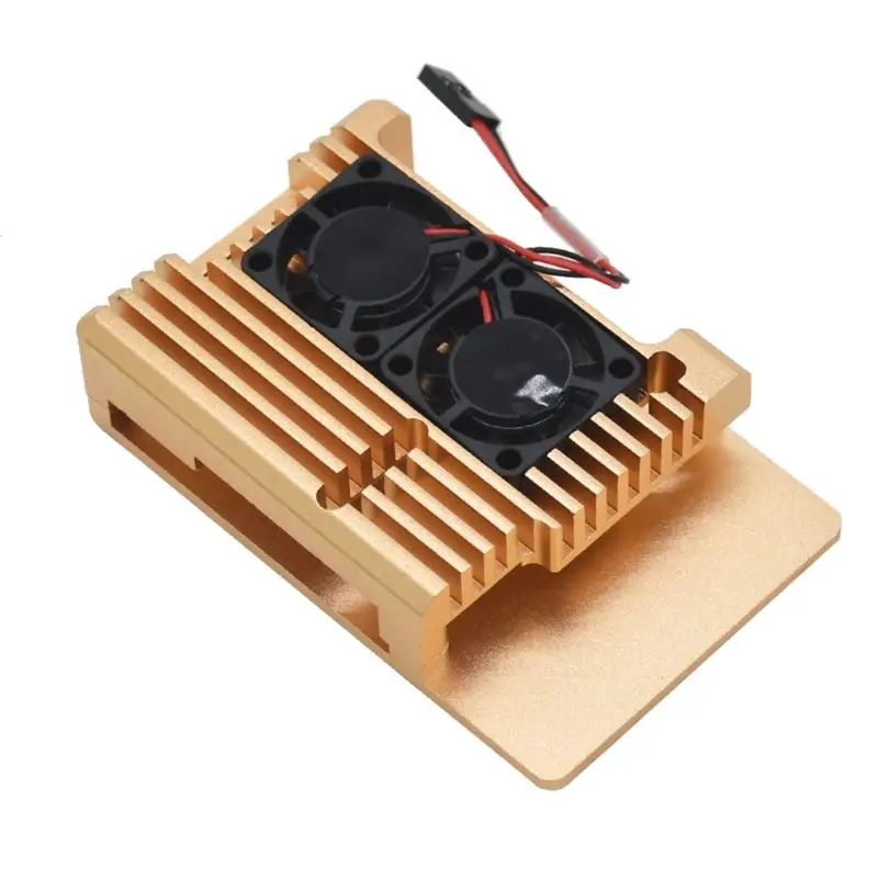 Aluminum Gold Enclosure Case Metal Shell Box Heatsink for Raspberry Pi 4 Model B 3