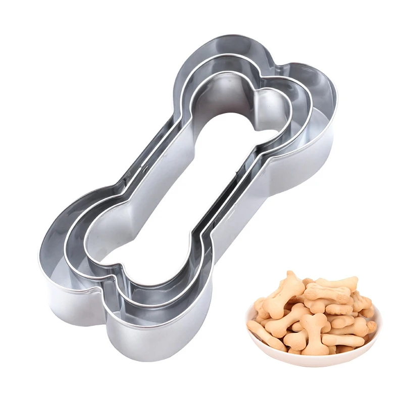 Delidge 3pcs/set DIY Dog Bone Shape Cookie Mold Stainless Steel Cake Decoration Mold Birthday Party Biscuit Cutter Baking Tool