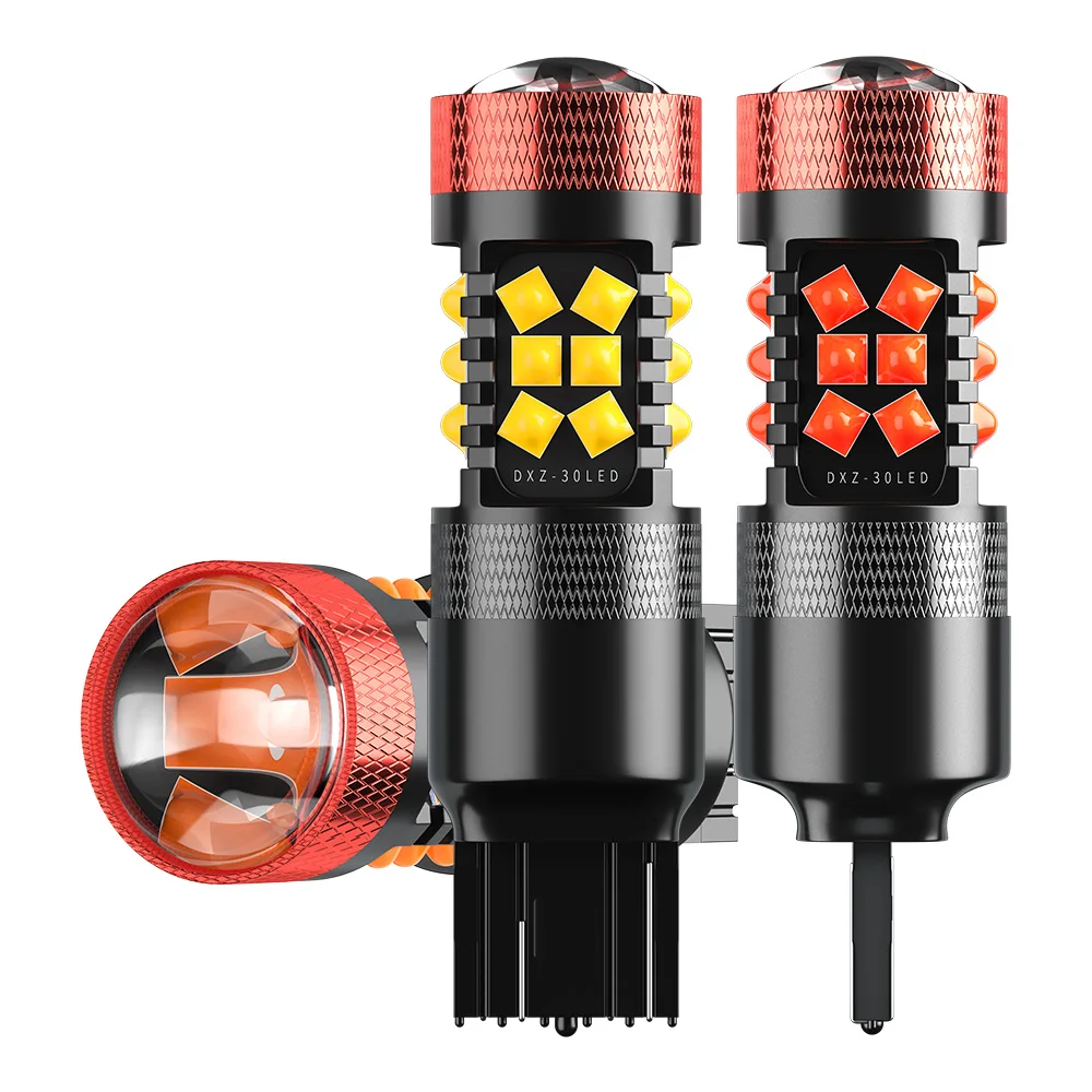 DXZ 10 шт. Canbus T20 7440 светодиодный W21/5W W21W лампы 30 SMD 1200LM 12V объектив Автомобильный