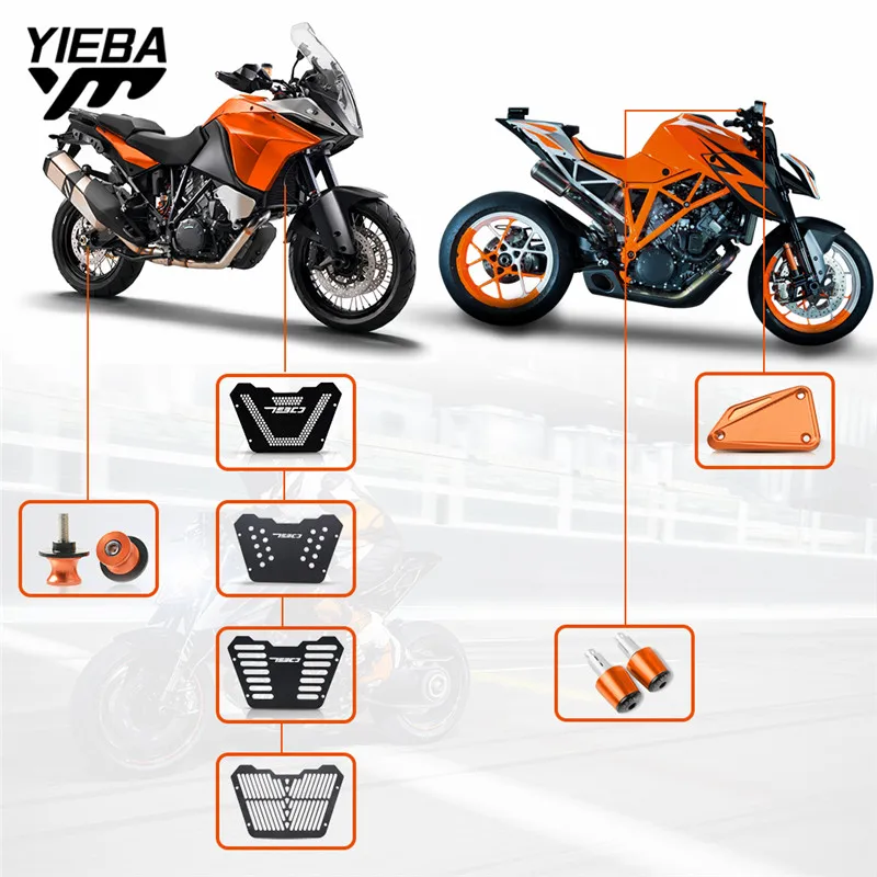 

for kTM 790 ADVENTURE/R/S MOTORCYCLE RADIATOR ENGINE GUARD COVERS PROTECTION COVER Handle Bar End Grips Cap FLUID RESERVOIR