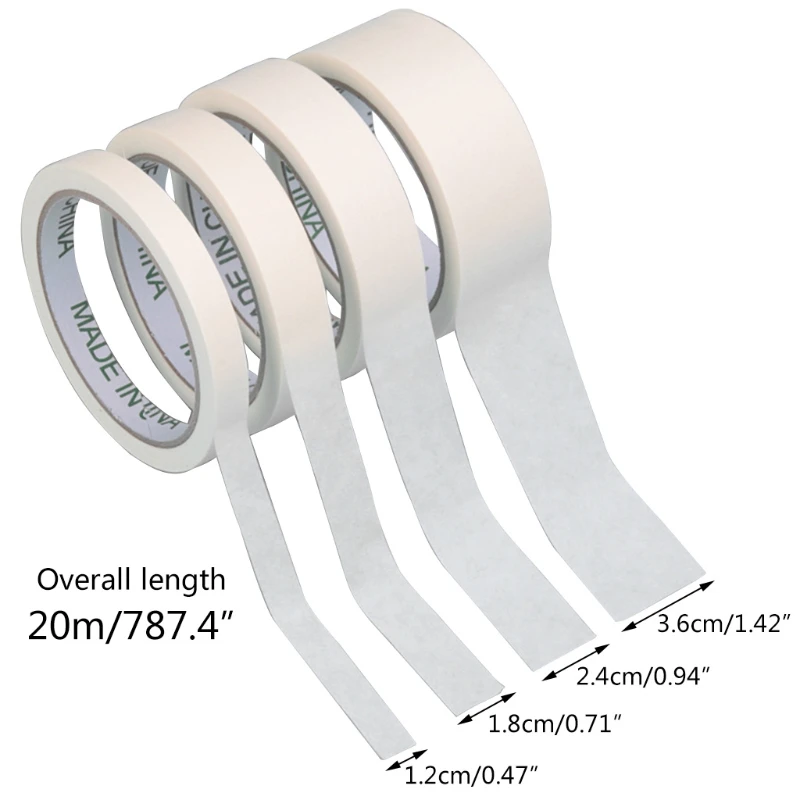C90C White Masking Tape 21.87yard Per Roll Painter Masking Tape Painting Tape Adhesive Paper Tape for Painting Packaging 5