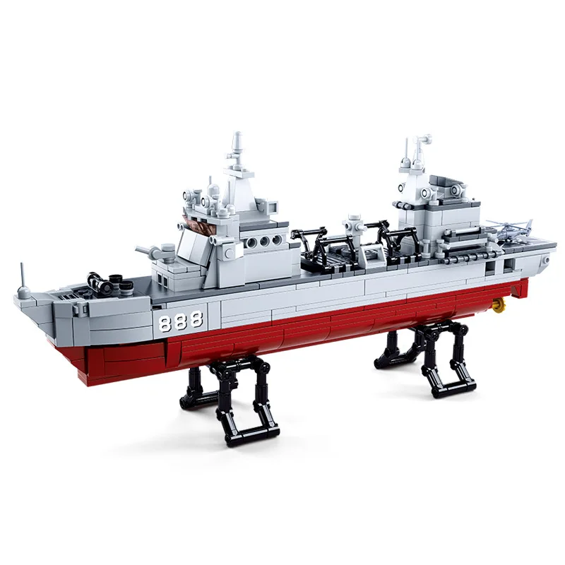 

Navy Battle Ship Aircrafted Carrier ruiser Military Submarine Naval Destroyer Warship Model Building Block Legoingly Toys