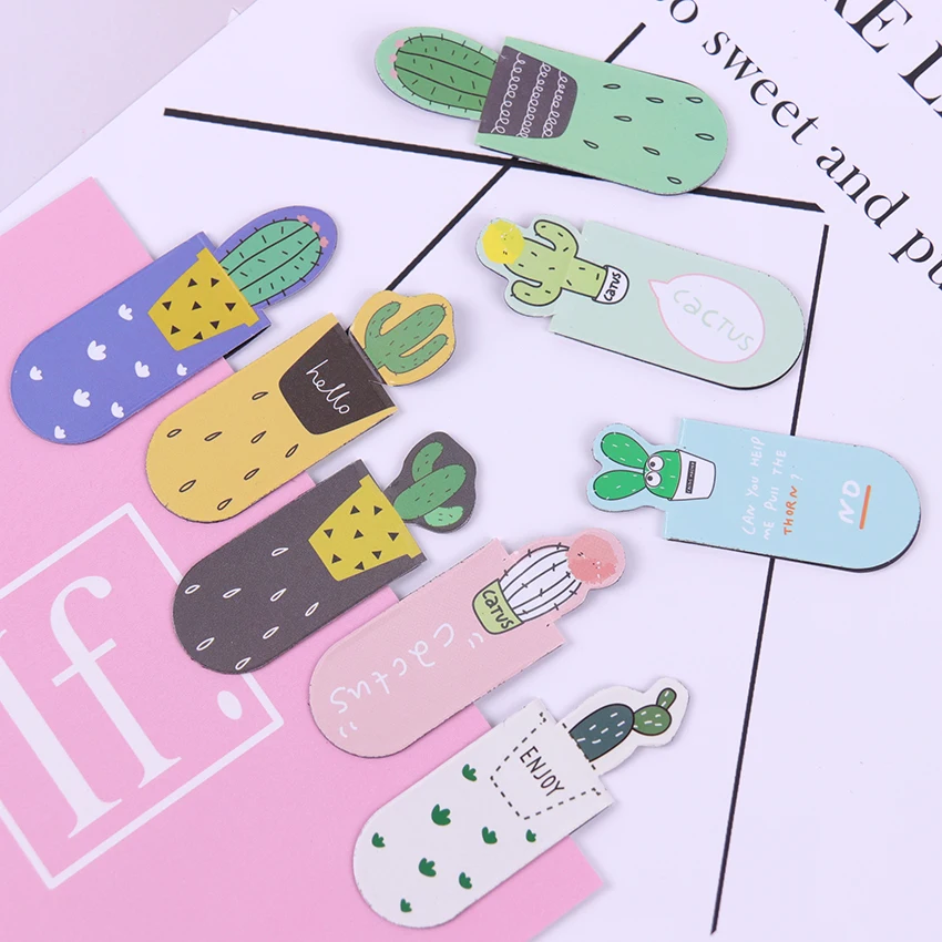

Fresh Cute Cactus Magnetic Bookmarks Books Marker of Page Student Stationery School Office Supply 3PCS /Set