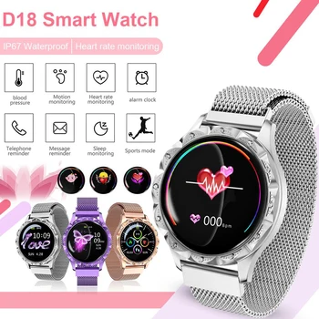 

New D18 Smart WatchIP67 Waterproof Blood Pressure Heart Rate Monitoring SleepTracking Ladies Physiological Reminder Bracelet