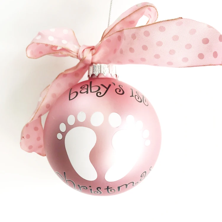 

Christmas tree decorations glass ornaments creative pendant gifts foreign trade 10cm footprints letter ball