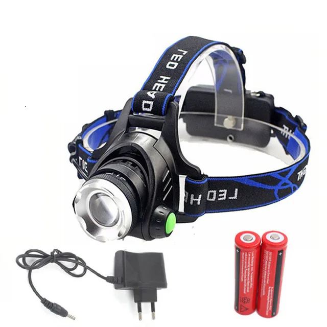 USB высокое Мощность светодиодный налобный фонарь 3800lm светильник T6/L2 Перезаряжаемые 18650 Батарея зум головной светильник налобный фонарь Водонепроницаемый лампа для рыбалки - Испускаемый цвет: B