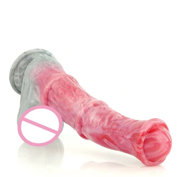 YOCY Large Anal Dildo Horse Fake Penis Gory Raw Meat Color Fantasy Sex Toy For Couples Liquid Silicone Big Dick With Sucker 6