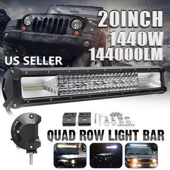 

20 inch 1440W 3030 LED Light Bar White 4 ROW Car LED Work light spot + flood combo Beam 10~30V Dome Lamp Light Bar