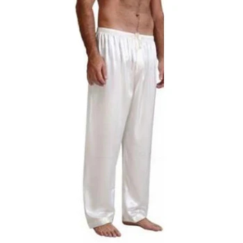 

Men's Sleep Bottoms Casual Home Sleep Pants Bottoms Silk Satin Pajamas Nightwear Elastic Waist Sleepwear Comfortable Summer Male