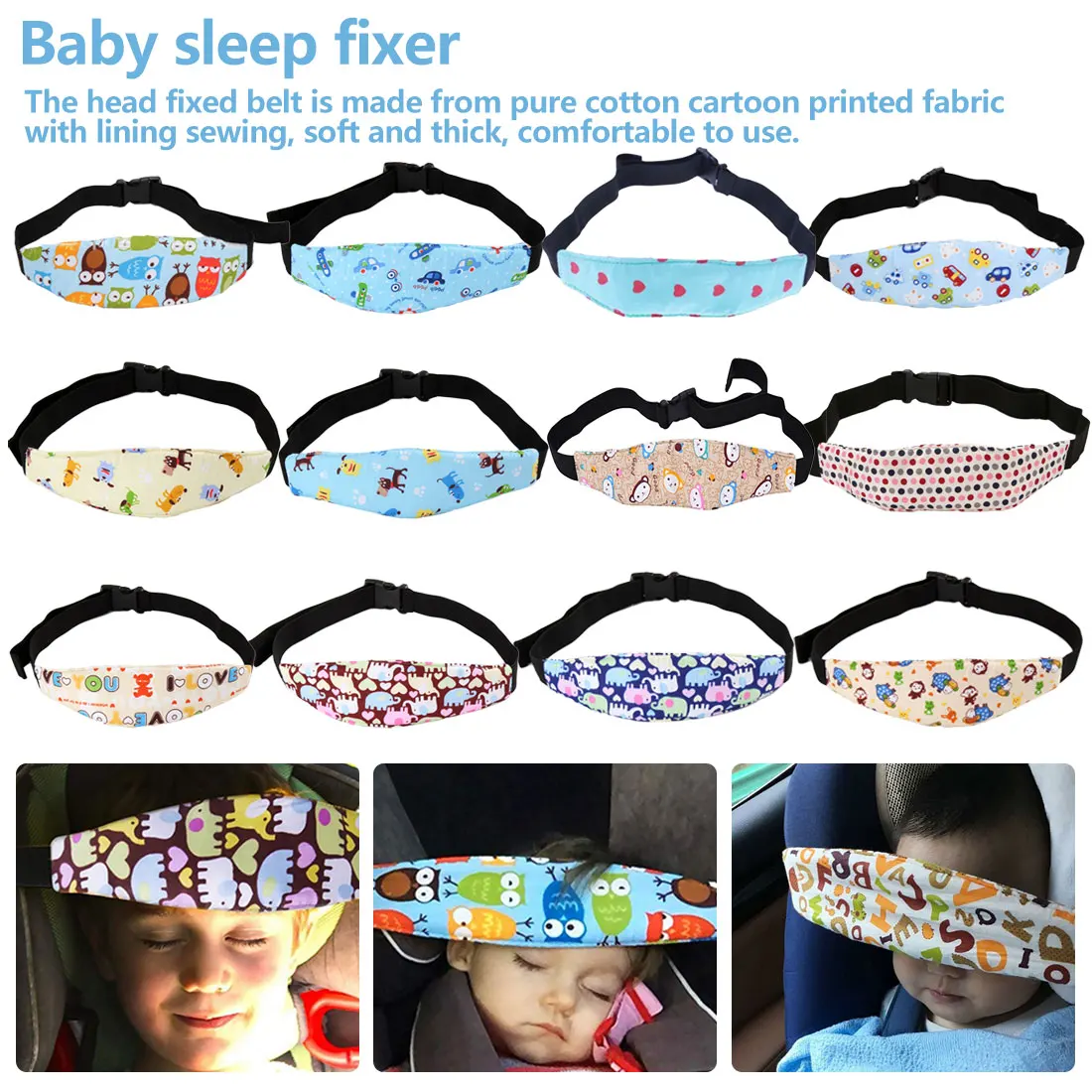 Practical Safety Car Seat Sleep Nap Aid Kids Head Support Holder Belt Owl Head Band