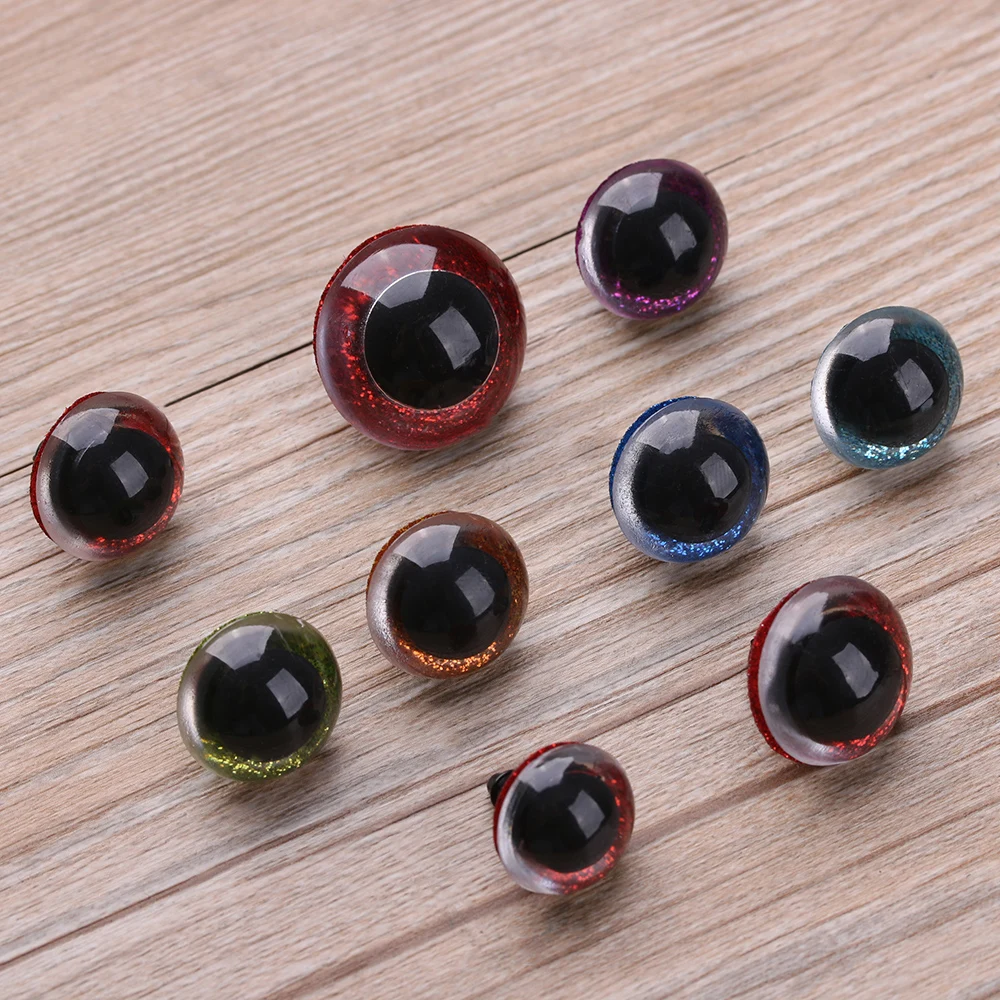 10PCS 16/18/20/24mm Doll Glitter Safety Eyes Findings Stuffed Toys Round Plastic Hard Washer Clear Plush Doll Triangle Eyes plastic safety eyes,safety eyes,doll accessories,doll accessories toys