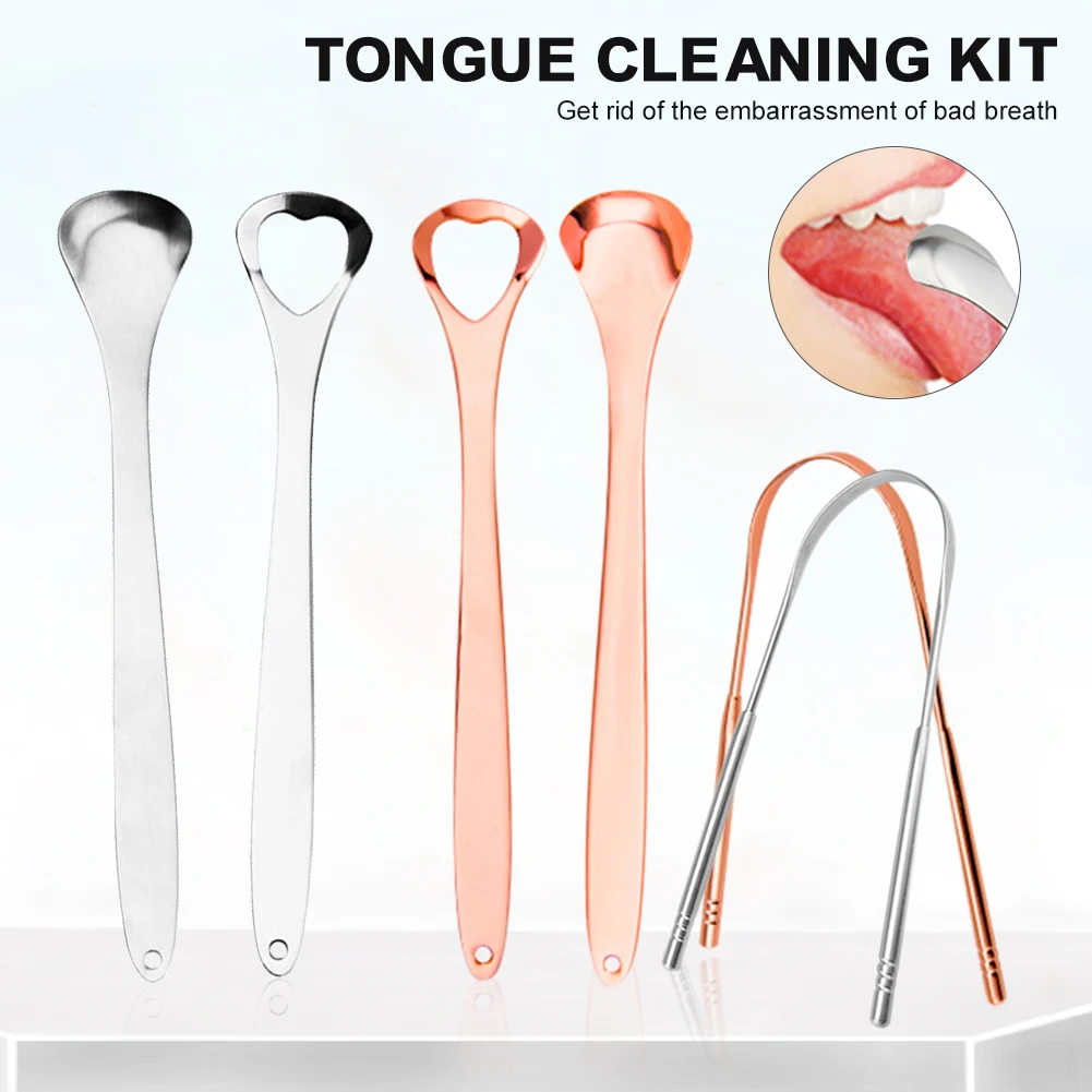 3PCS Tongue Scrapers Stainless Steel Tongue Cleaners Set for Oral