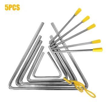 

5pcs/set Early Education Gift Hand Instrument Musical Triangle Steel With Striker Professional Hand-eye Coordination