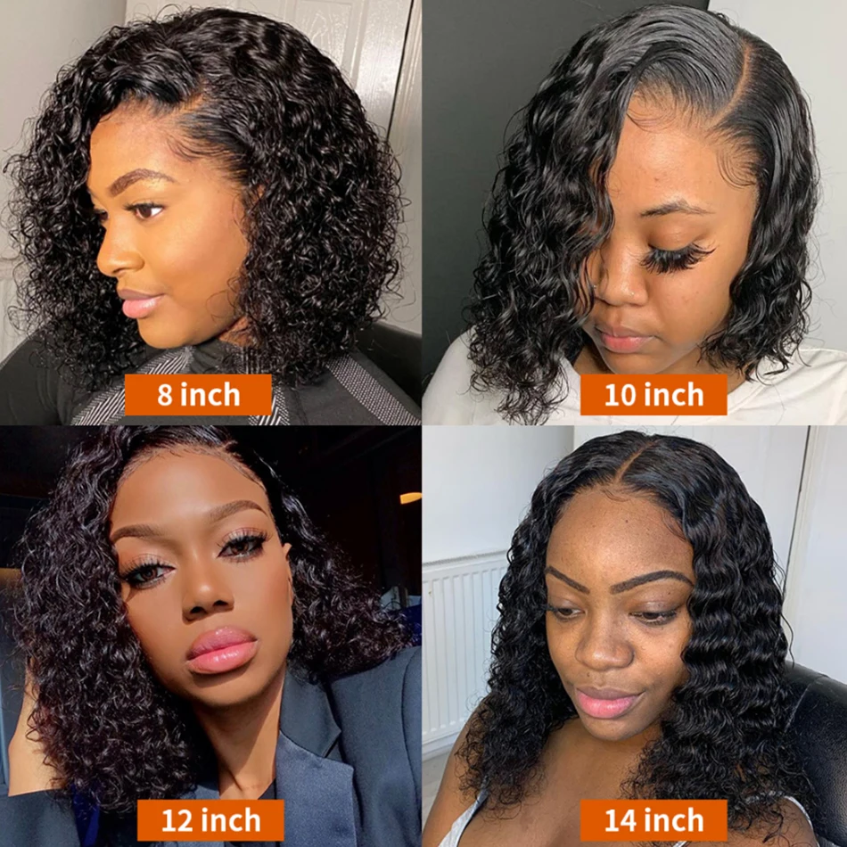 4X4 Water Wave Short Bob Wig 8-16Inches 180 Density Best Human Hair Wigs For Black Woman Brazilian Pre Plucked Baby jerry curly