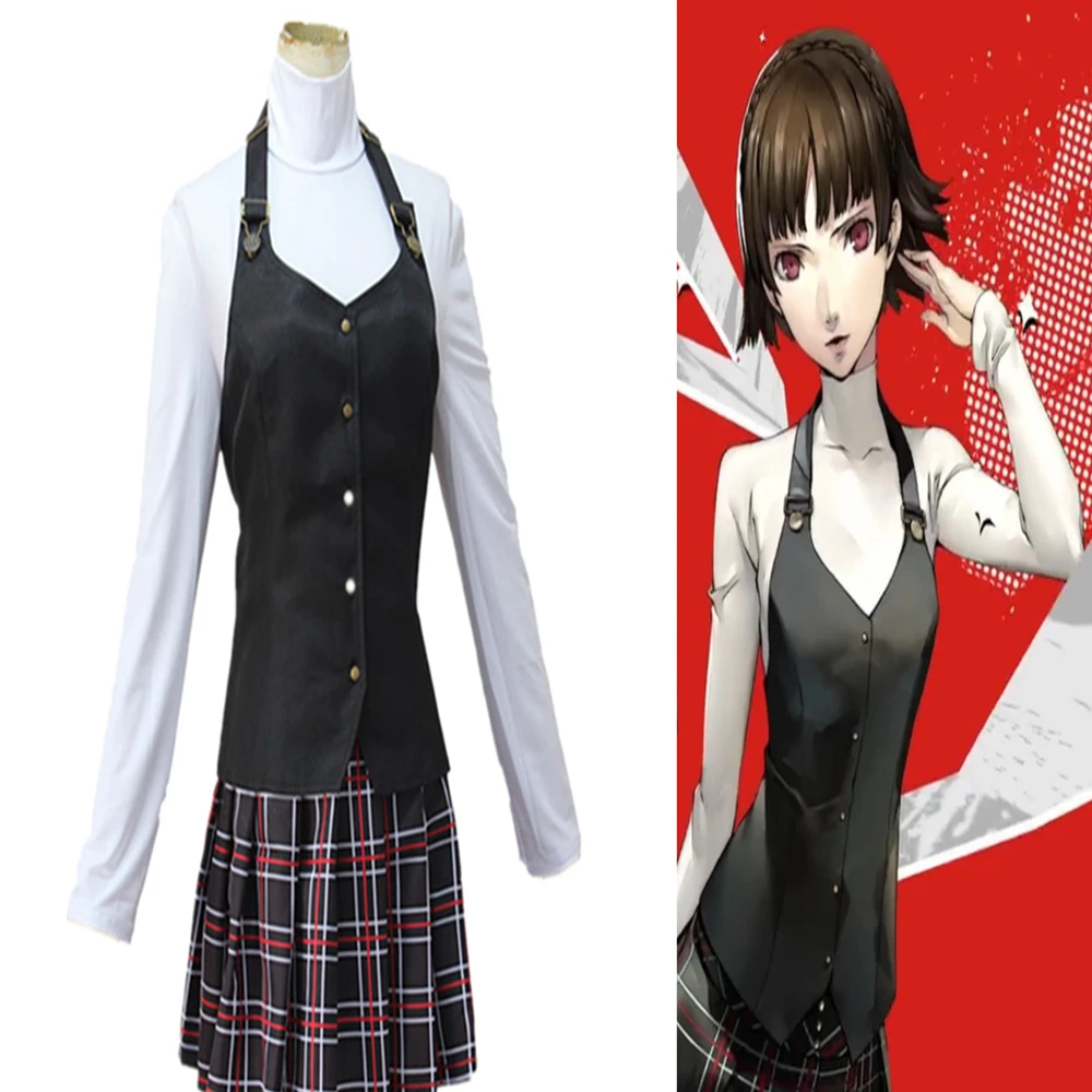 Game Persona 5 Cosplay P5 Makoto Niijima Costume Halloween Daily service school uniform Summer Lady Cartoon Vest T-shirt skirt |