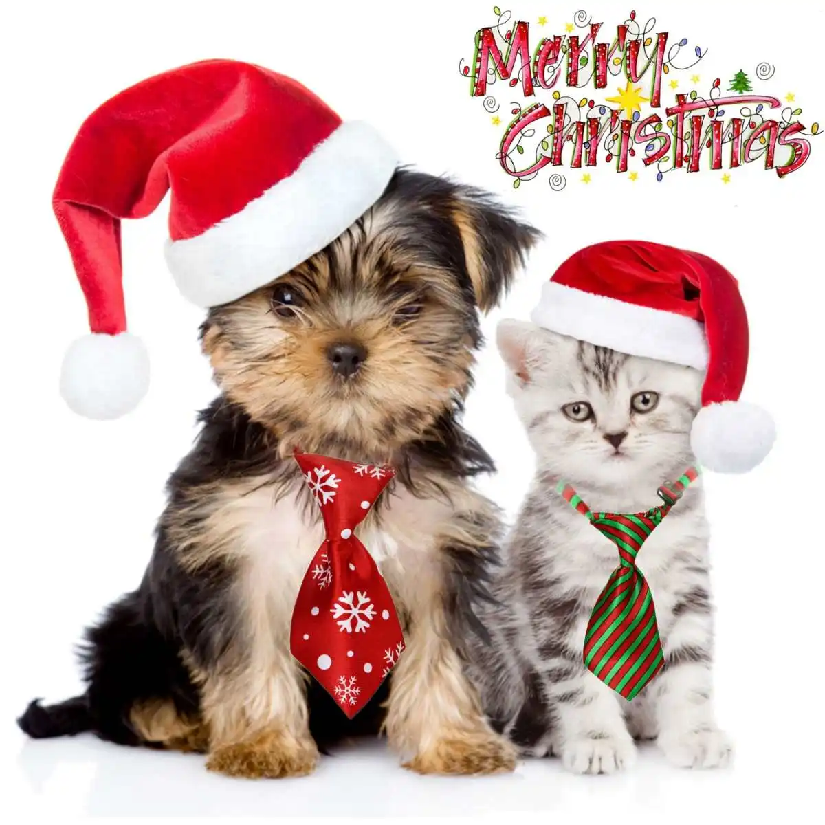 50 шт 20 шт случайный цвет Рождество Санта собака кошка Галстуки-бабочка шейные платки вечерние аксессуары для домашних животных