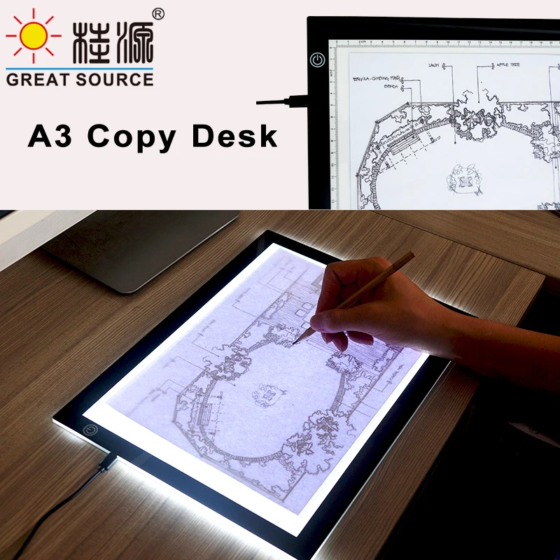 LED Copy Desk Copy Station A3 Cartoon Design Pad With Measure Building Design Light Up Copy Pad(1pc)