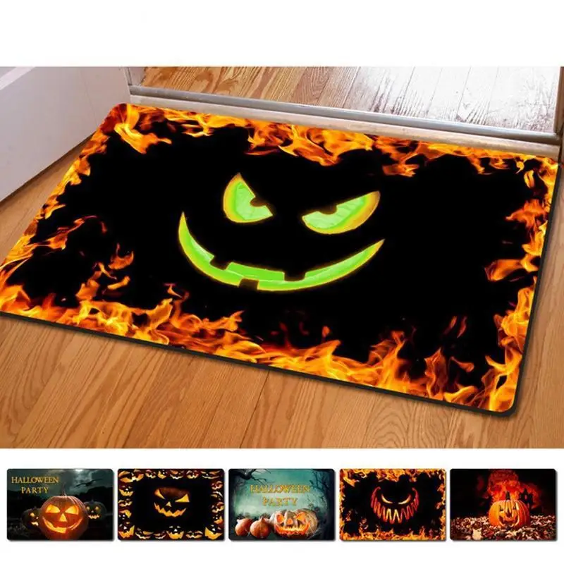 

Sholisa Anti Slip Floor Bath Mat 3D Printed Water Absorption Halloween pumpkin Ghost Bathroom Carpet Rug Living Room Toilet Door