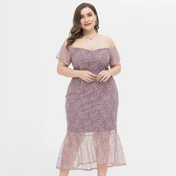 

Spring summer autumn Sexy Slim Tube Top Slash neck Dress short sleeve Long Dresses Hollow Out Sling Plus Size clothes XXXL
