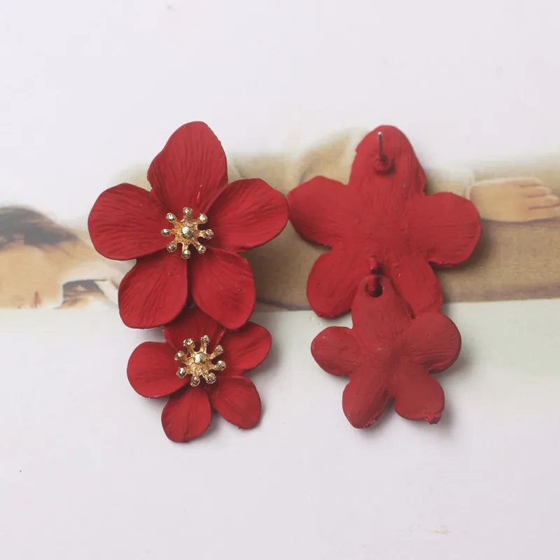Flower Earrings Korean Double-layers for Ladies Exaggerated Fashion