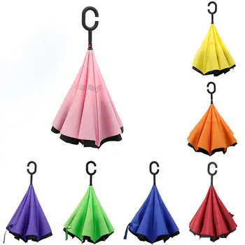 

Inverted Umbrella Double Layer Reverse Umbrella for Car and Outdoor Use Windproof UV Protection with C-Shaped Handle