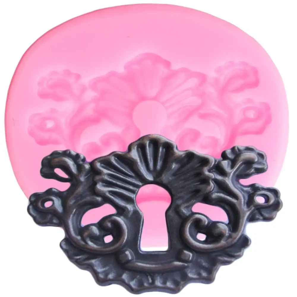 

Antique Key Lock Border Silicone Molds Steampunk Cupcake Topper Fondant Cake Decorating Tools Polymer Clay Candy Chocolate Mould