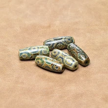 1 шт./партия Fengshui Агат Дзи 12*30 мм зеленый/хаки черепаховый 9 глаза DZI мужские и wo мужские амулеты ювелирные изделия DIY