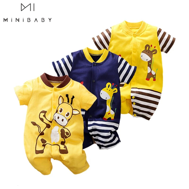 Summer Baby Boys Clothes Cartoon Rompers 2022 Newborn Cotton Jumpsuits For Girls Short Sleeve Kids Clothing 0-24m Animal Costume cute baby bodysuits