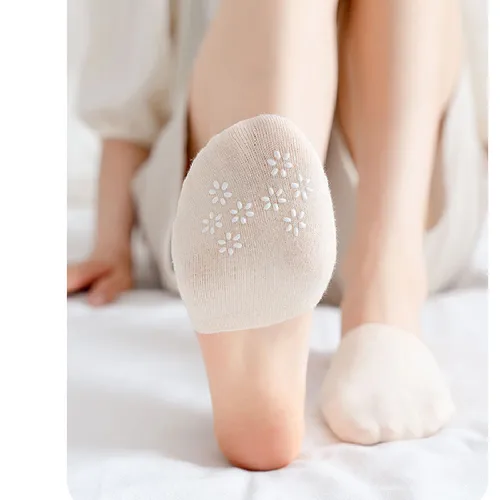 WomenToe-양말 패딩 앞발 보이지 않는 여성 코튼 보트, 여름 얇은 로우 컷 양말 슬리퍼, 짧은 네트워크, 재미있는 미끄럼 방지 패드 4