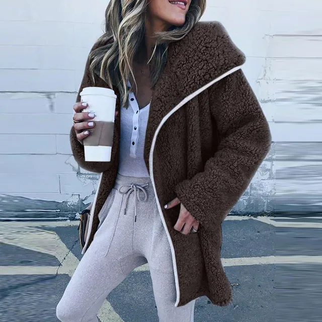 Autumn Winter New Fashion Plush Solid Women's Hooded Jacket 2021 Casual Plus Size Zipper Cardigan Ladies Long Jacket Coat 2