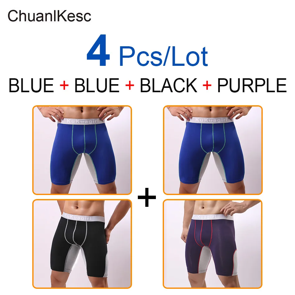 4 Pcs/Lot Boxer Sports Underwear Plus Long-wearing Leg Pants Fitness Underwear Run Underwear Comfortable and Breathable