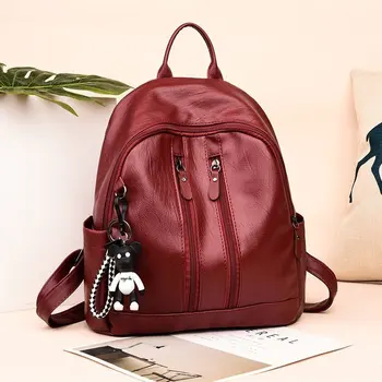 

Fashion PU Backpack for Women Leather Female Backpack Casual Zipper Double Shoulder Bags Large Capacity School Bag For Girls