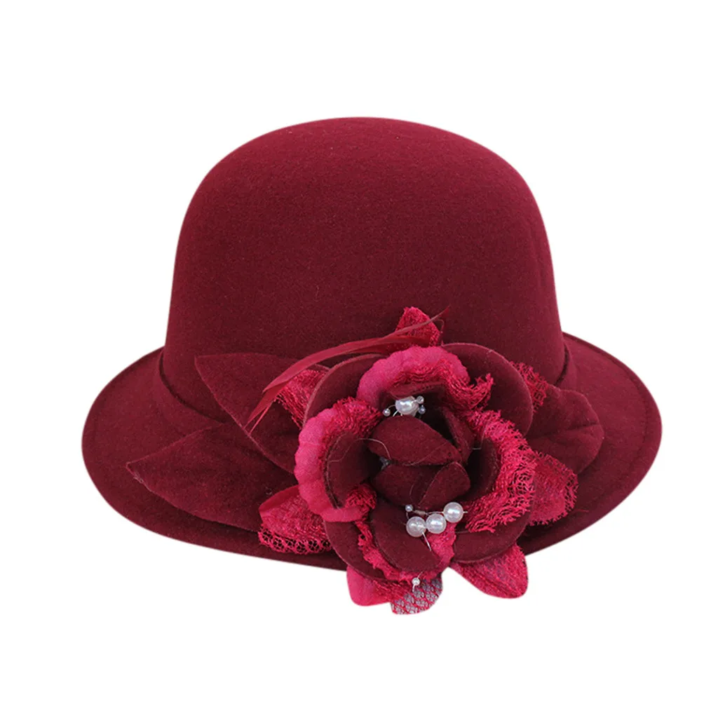 Модная дамская Милая элегантная шляпа Цветочная винтажная Классическая британская ретро шляпа-котелок Формальные шляпы-федоры для посещения церкви женская шапка# D