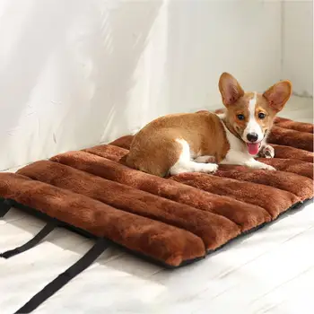 

Portable Pet Dog Bed Mat Foldable Non-slip Dog Warm Pad Winter Warm Thickened Cotton Mat Plush Dogs Mattress For Cats Small Dogs