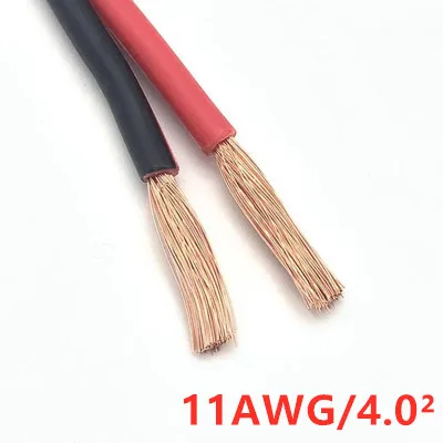 10 метров 2 ядра 20 мм/22 мм/18/17/15AWG Электрический провод из чистой меди кабель с ПВХ-изоляцией для светодиодов ленточный кабель красные, черные провода - Цвет: 2 Cores  11AWG10M