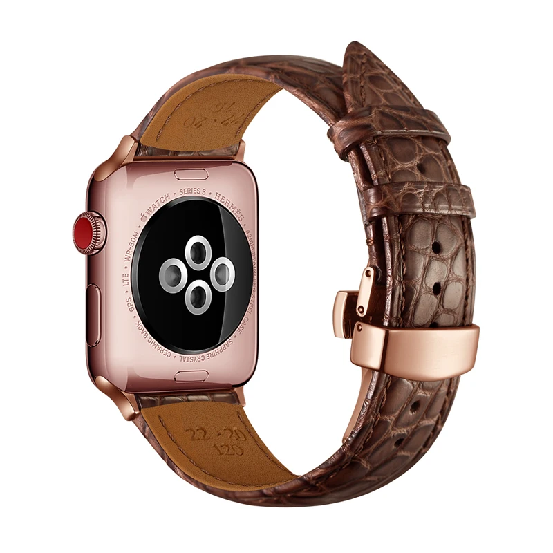 

Strap for Apple watch band 42mm 38mm 44mm 40mm Italy alligator high quality Genuine Leather apple watch 4 5 3 2 iwatch bracelet