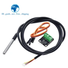 DS18B20 Температурный датчик модуль комплект водонепроницаемый 100 см цифровой датчик кабель из нержавеющей стали зонд терминал адаптер для Arduino