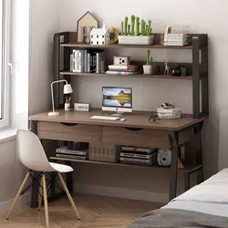 Table en bois et acier pour ordinateur portable, 80cm/100cm, avec tiroirs, pour la maison, le bureau, la salle d'étude, la bibliothèque 