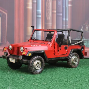 

Exquisite Version Vintage Model Car Iron for Jeep Wrangler Offroad Model with Chassis Handmade Crafts Decoration Car Toys Boy